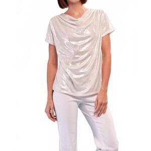 NEW INSIGHT metallic blouse in silver